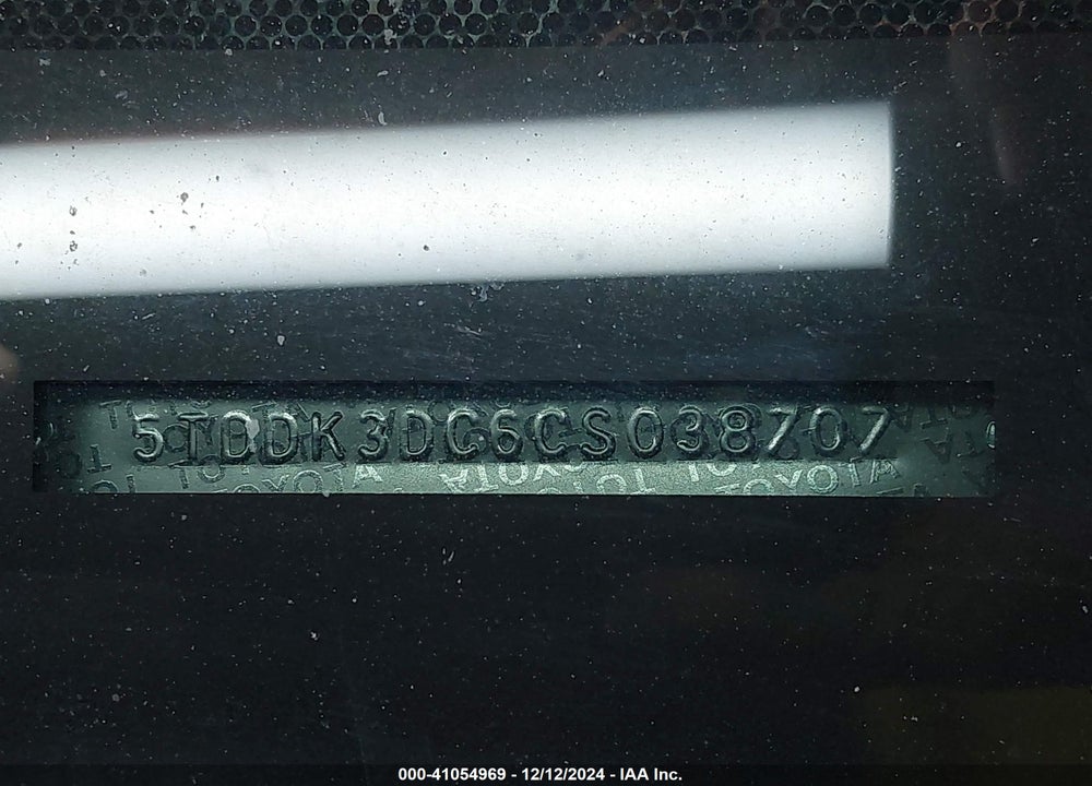 2012 TOYOTA SIENNA XLE LIMITED VIN: 5TDDK3DC6CS038707