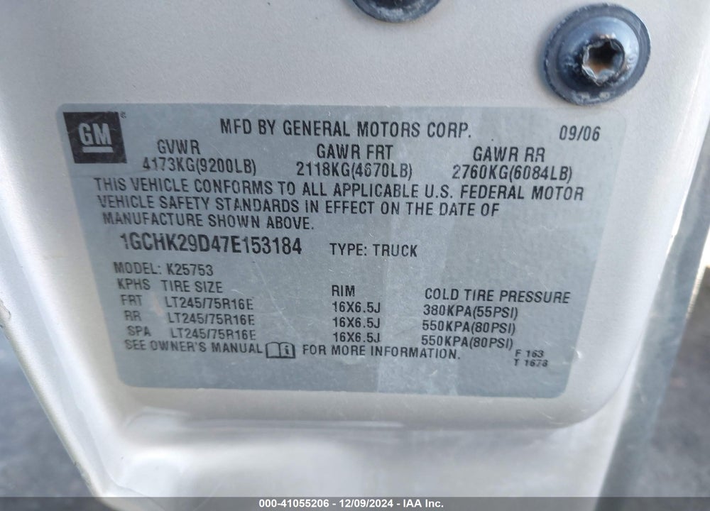 2007 CHEVROLET SILVERADO 2500HD CLASSIC LT1 VIN: 1GCHK29D47E153184