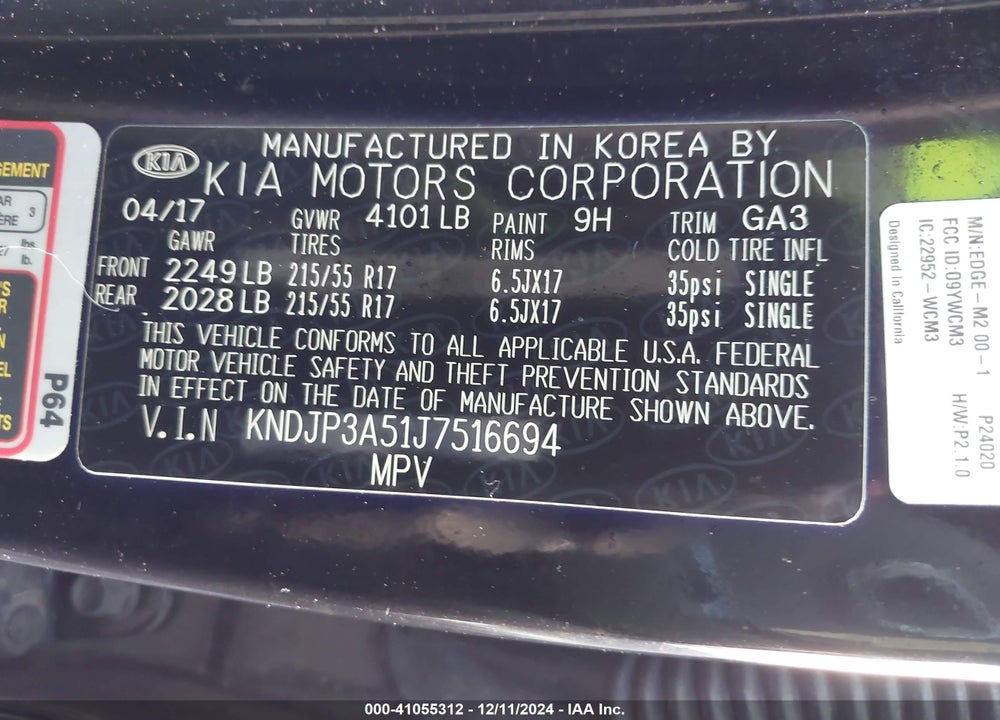 2018 KIA SOUL VIN: KNDJP3A51J7516694