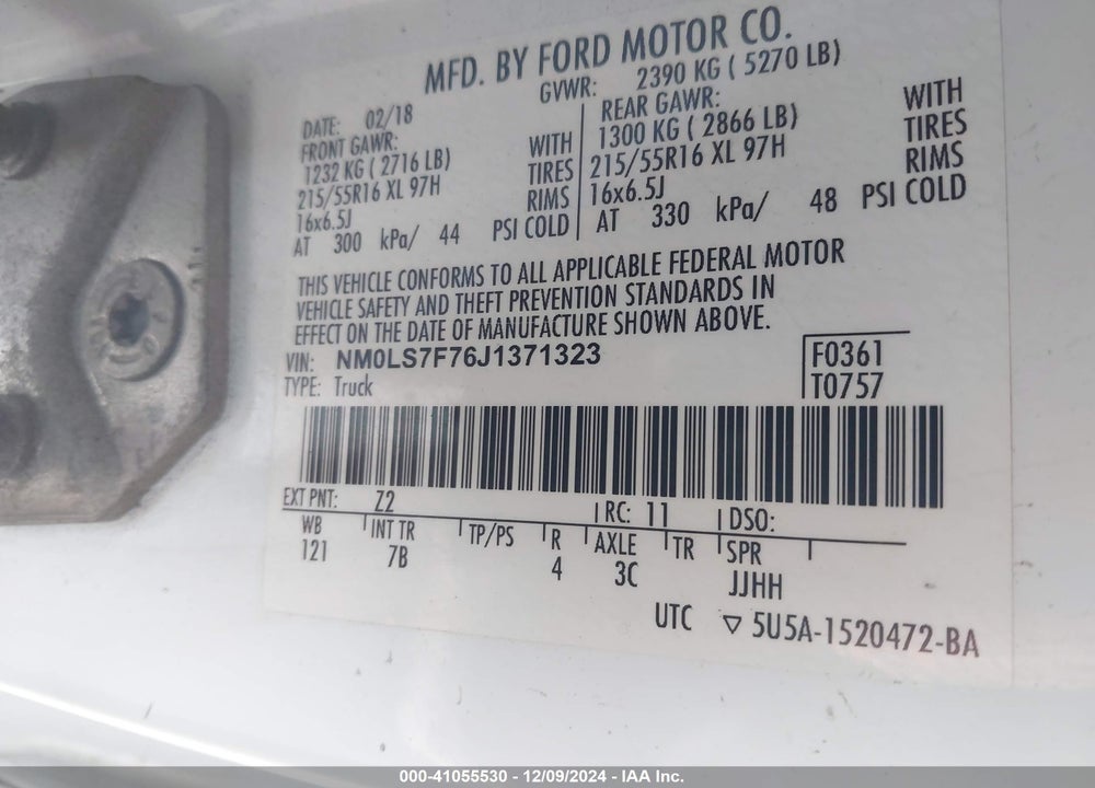 2018 FORD TRANSIT CONNECT XLT VIN: NM0LS7F76J1371323