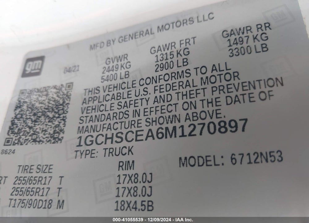 2021 CHEVROLET COLORADO 2WD LONG BOX LT VIN: 1GCHSCEA6M1270897