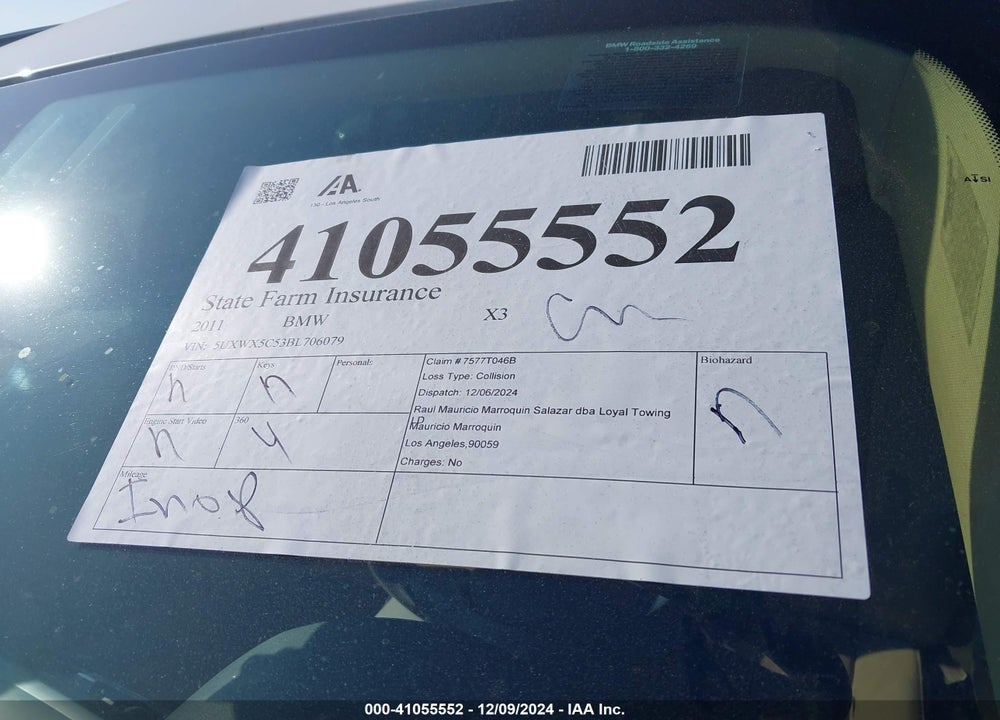 2011 BMW X3 XDRIVE28I VIN: 5UXWX5C53BL706079