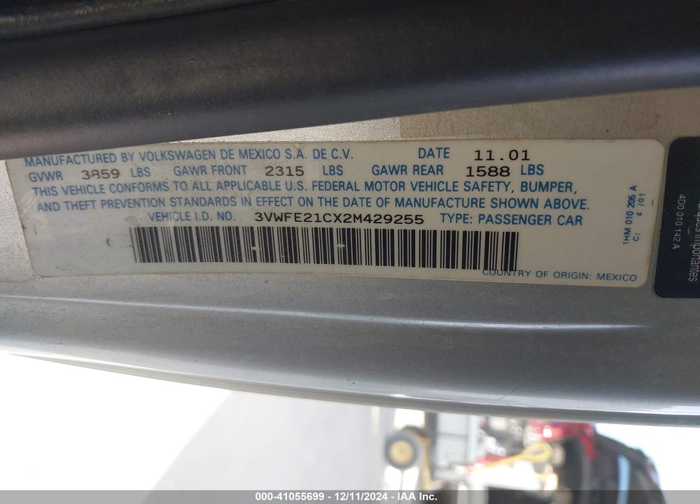 2002 VOLKSWAGEN NEW BEETLE TURBO S VIN: 3VWFE21CX2M429255