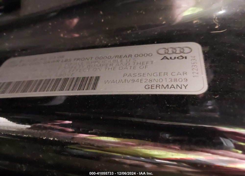 2008 AUDI A8 L 4.2 VIN: WAUMV94E28N013809