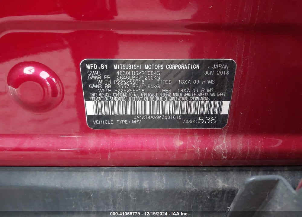 2019 MITSUBISHI ECLIPSE CROSS LE VIN: JA4AT4AA9KZ001618