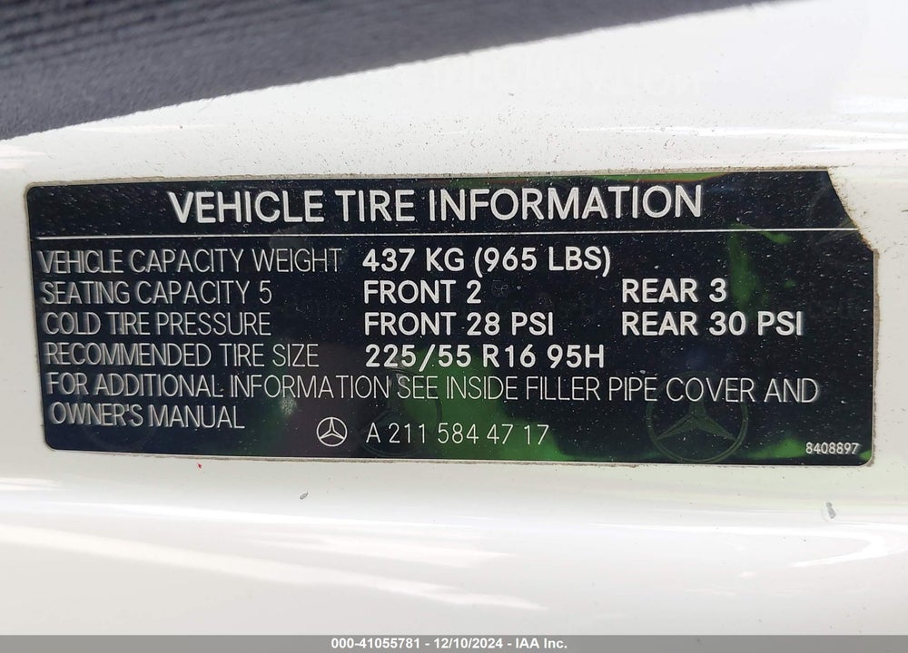 2004 MERCEDES-BENZ E 320 VIN: WDBUF65J44A460152