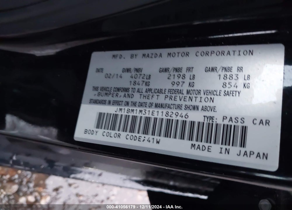 2014 MAZDA MAZDA3 VIN: JM1BM1M31E1182946