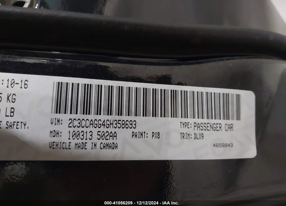 2016 CHRYSLER 300 300S VIN: 2C3CCAGG4GH358693