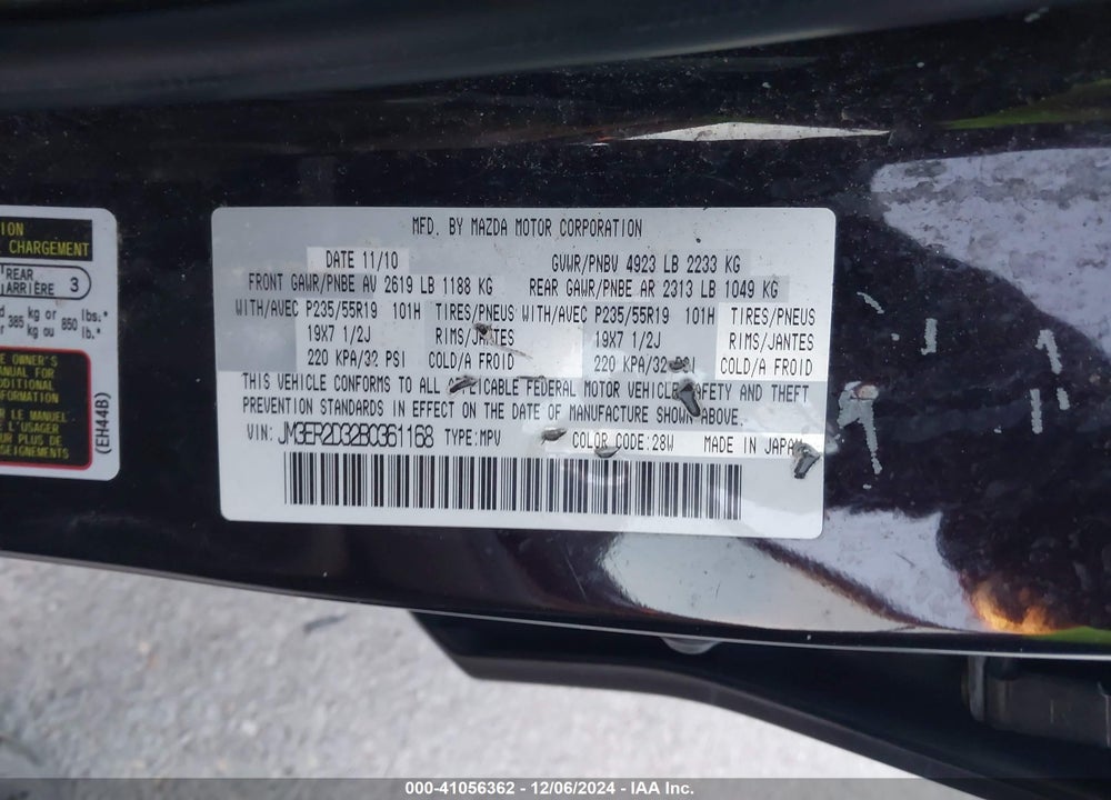 2011 MAZDA CX-7 S GRAND TOURING VIN: JM3ER2D32B0361168
