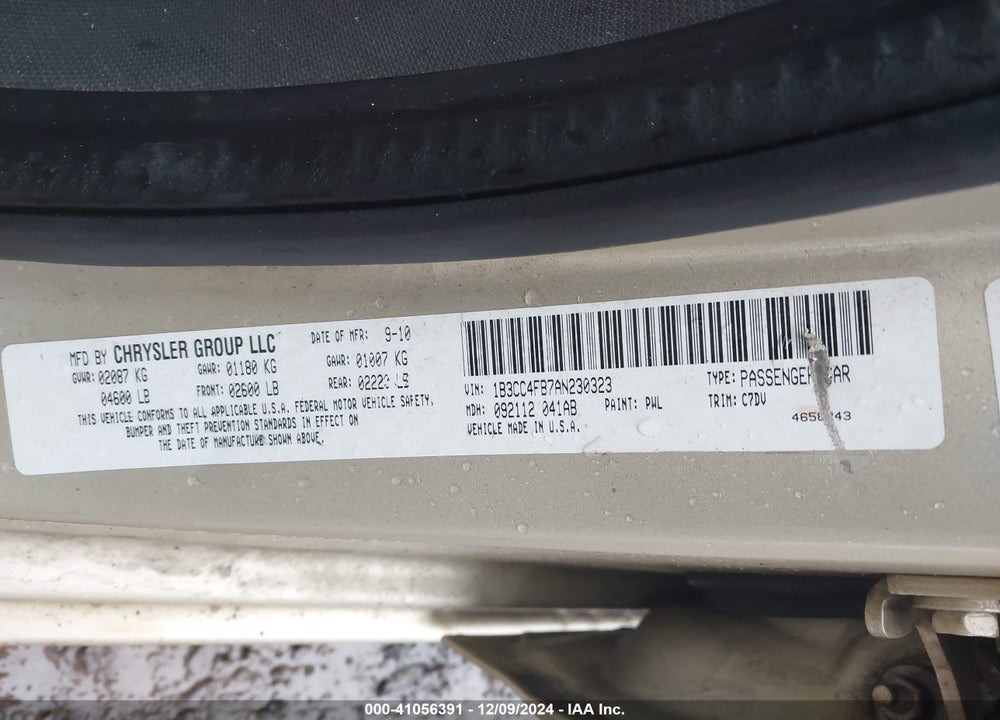 2010 DODGE AVENGER SXT VIN: 1B3CC4FB7AN230323