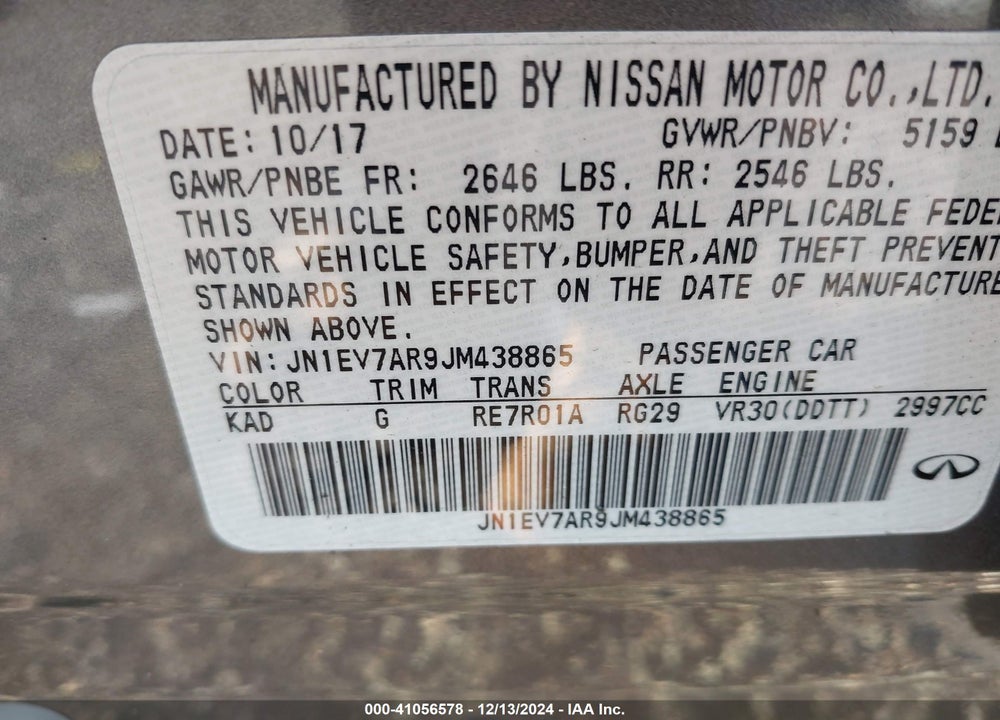2018 INFINITI Q50 VIN: JN1EV7AR9JM438865