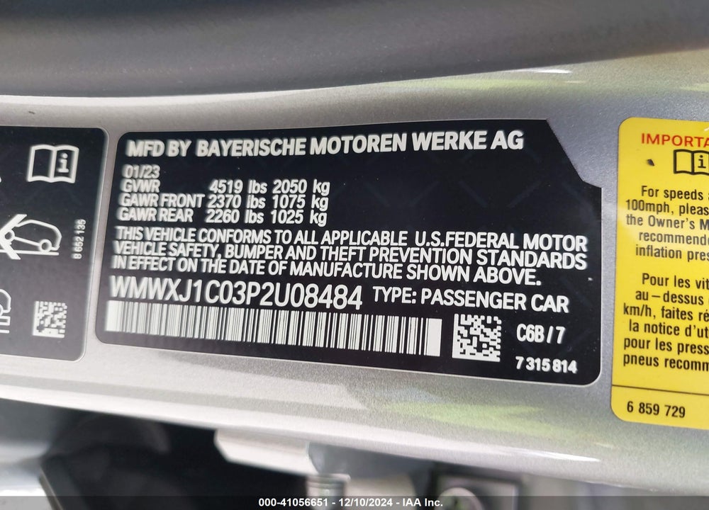 2023 MINI CLUBMAN VIN: WMWXJ1C03P2U08484