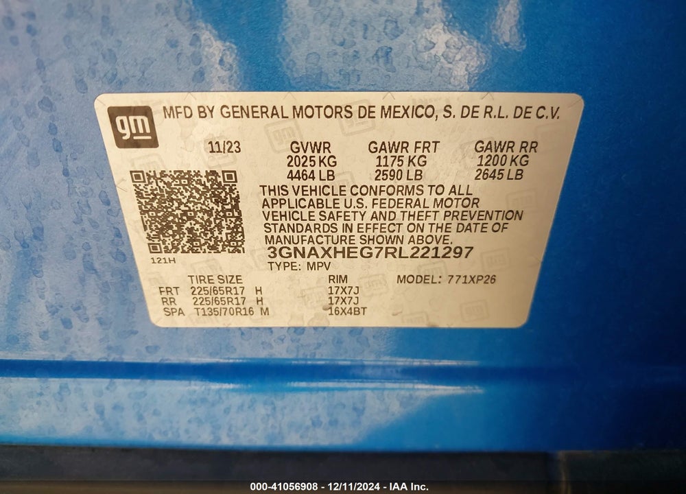 2024 CHEVROLET EQUINOX FWD LS VIN: 3GNAXHEG7RL221297
