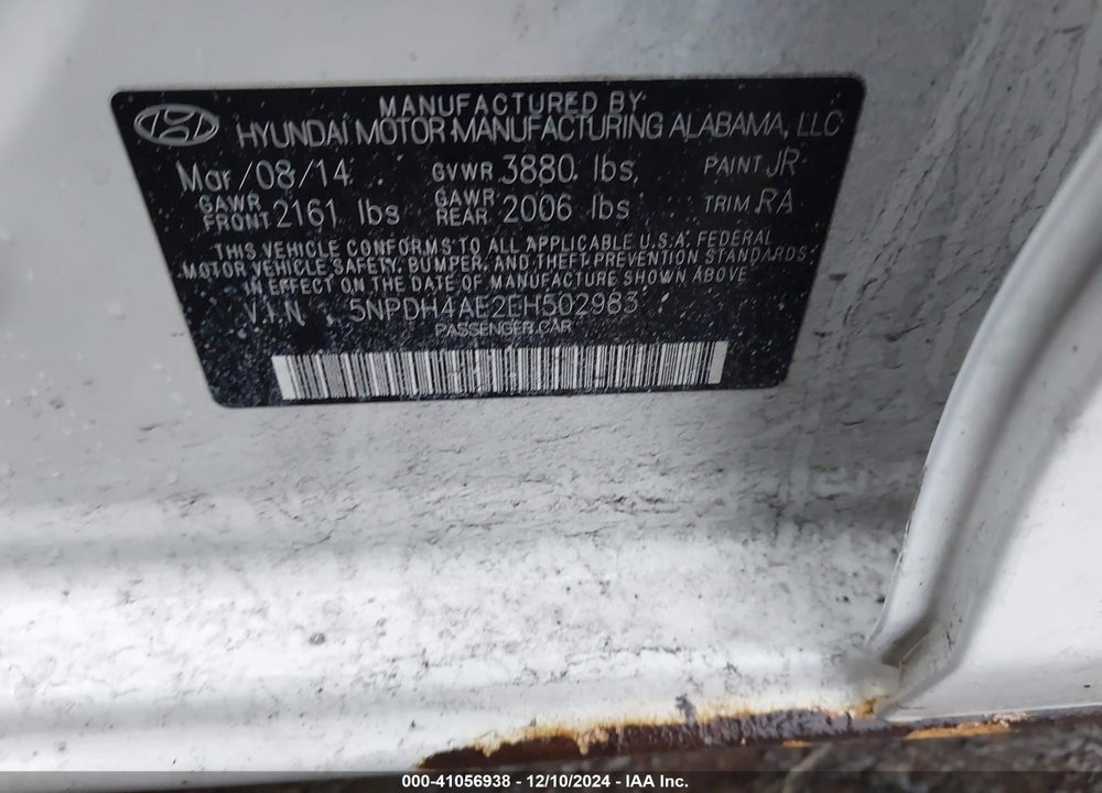 2014 HYUNDAI ELANTRA SE VIN: 5NPDH4AE2EH502983
