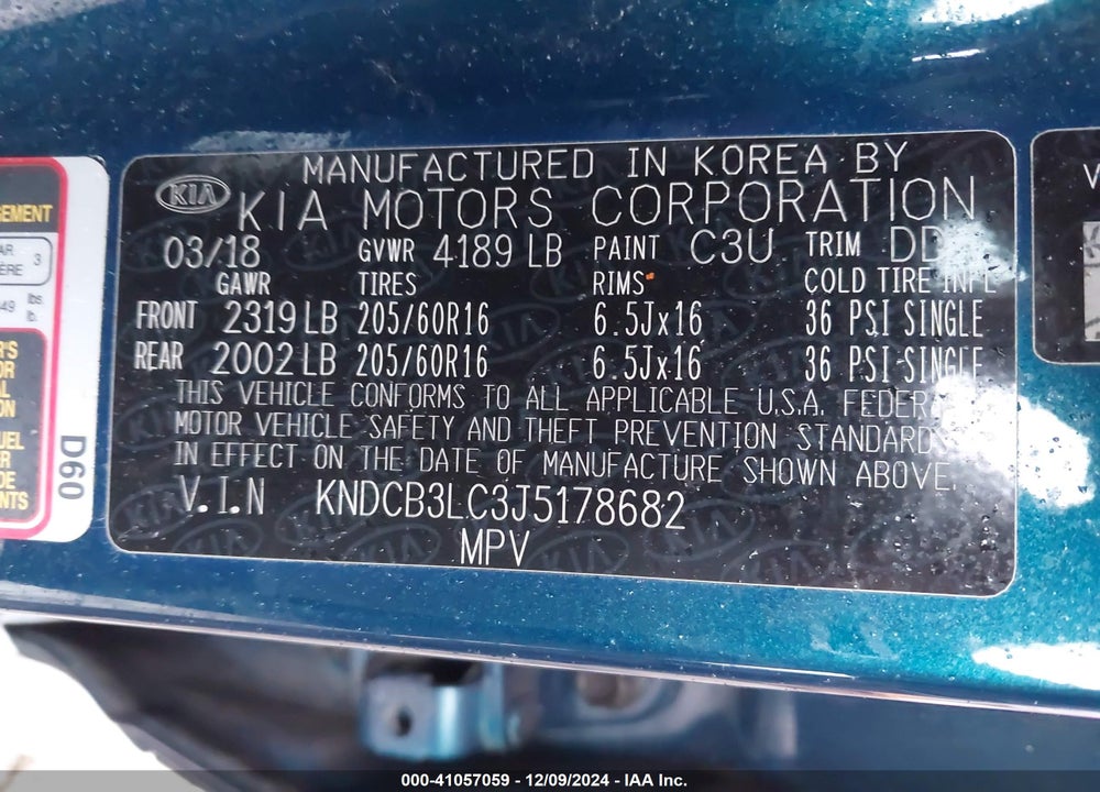 2018 KIA NIRO LX VIN: KNDCB3LC3J5178682