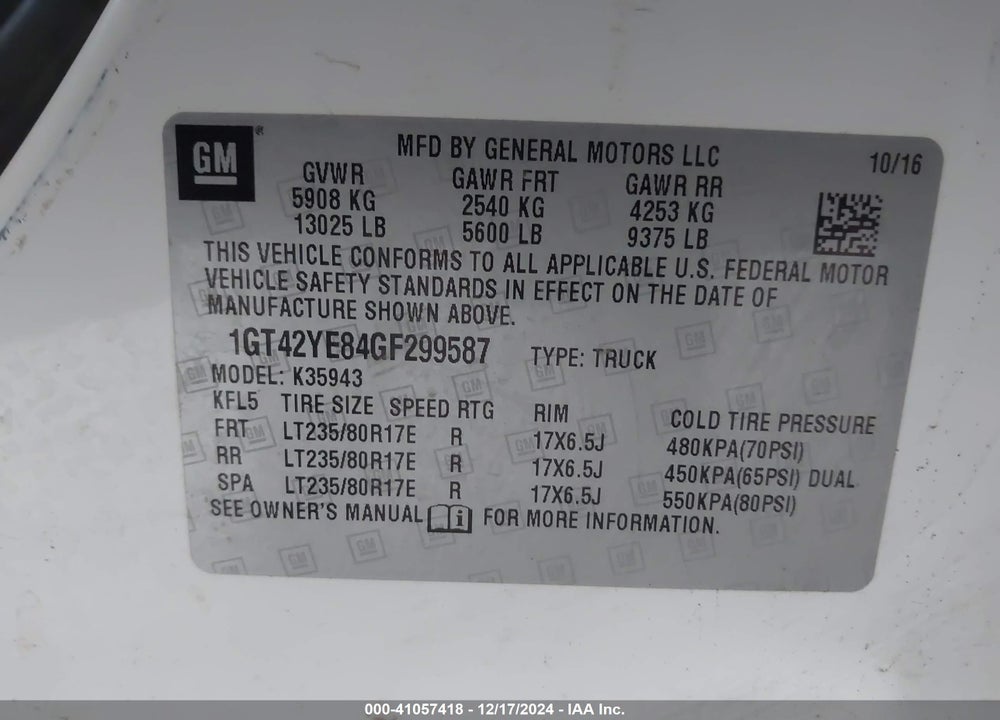 2016 GMC SIERRA 3500HD DENALI VIN: 1GT42YE84GF299587