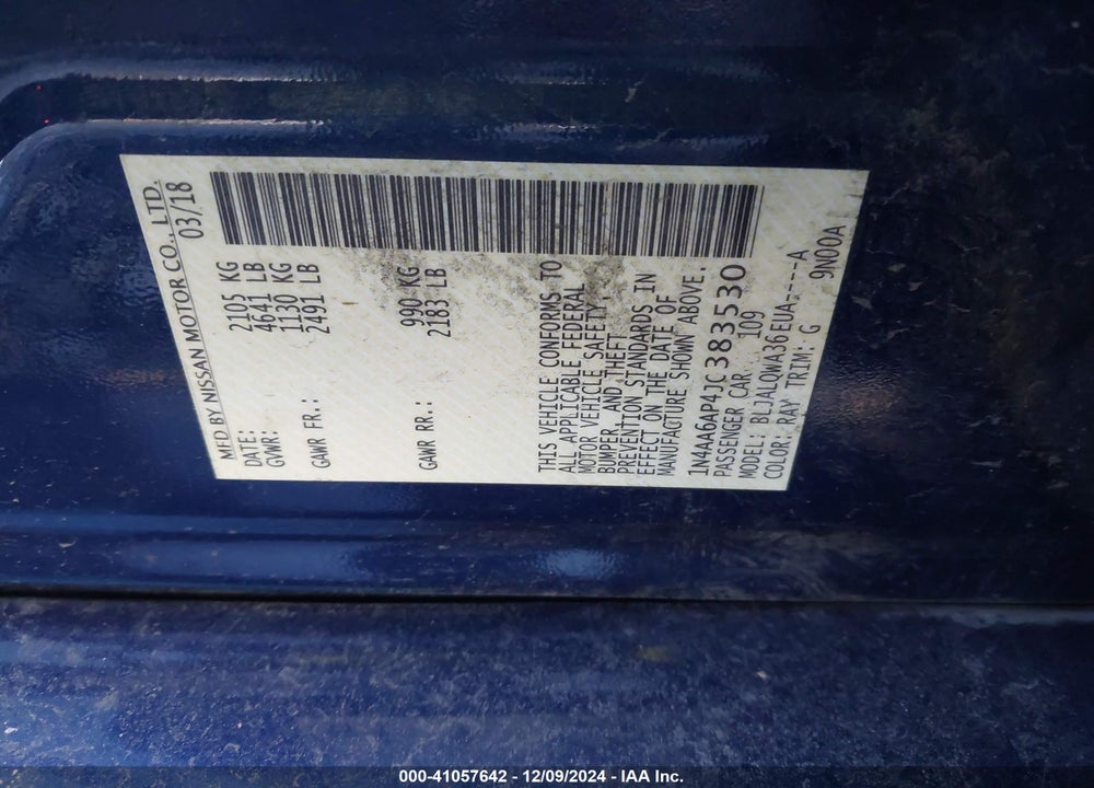 2018 NISSAN MAXIMA 3.5 S VIN: 1N4AA6AP4JC383530
