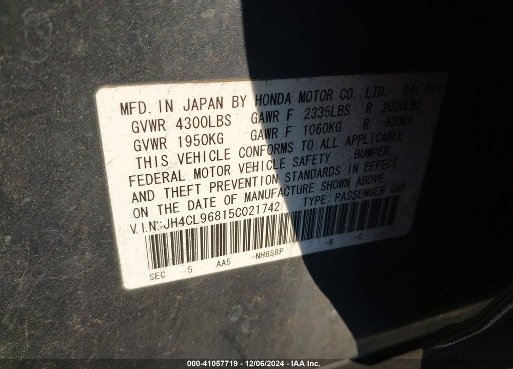 2005 ACURA TSX VIN: JH4CL96815C021742