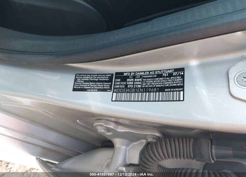 2014 MERCEDES-BENZ CLA 250 4MATIC VIN: WDDSJ4GB1EN119681