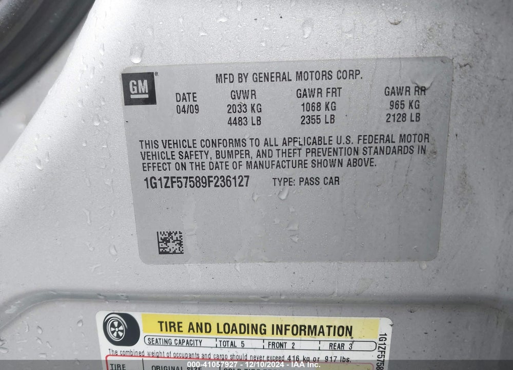 2009 CHEVROLET MALIBU HYBRID VIN: 1G1ZF57589F236127