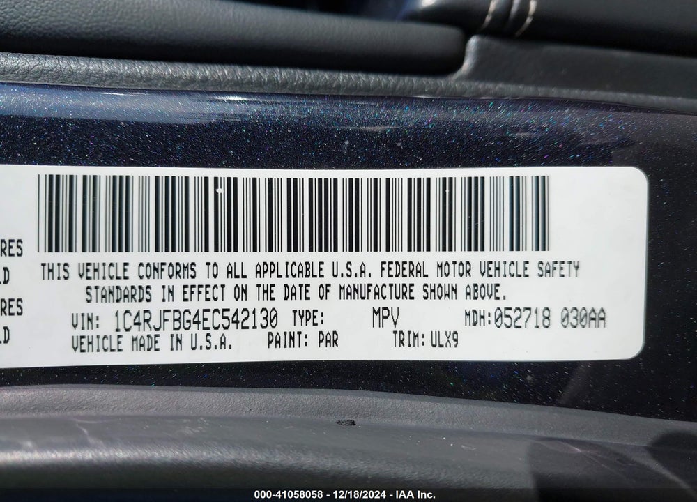 2014 JEEP GRAND CHEROKEE LIMITED VIN: 1C4RJFBG4EC542130