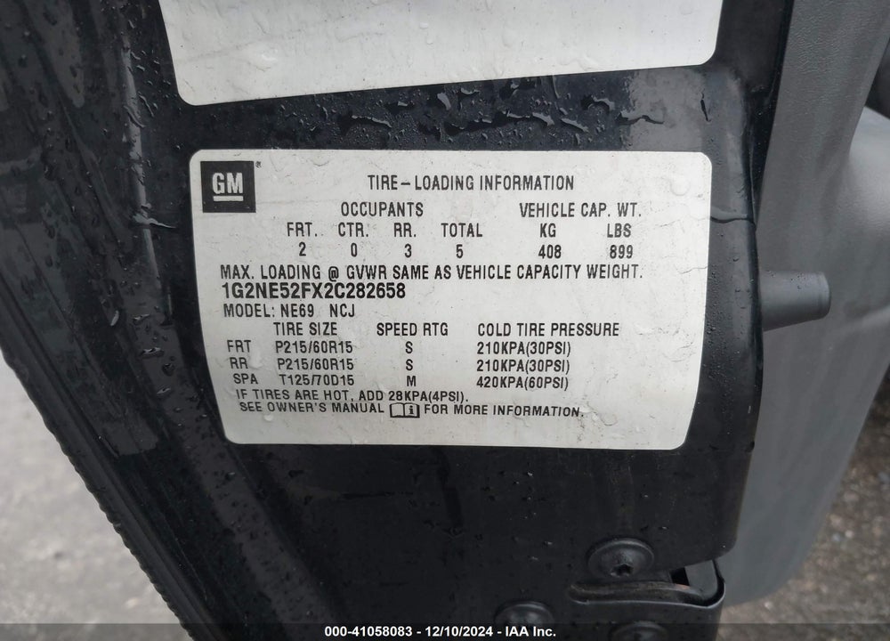2002 PONTIAC GRAND AM SE VIN: 1G2NE52FX2C282658