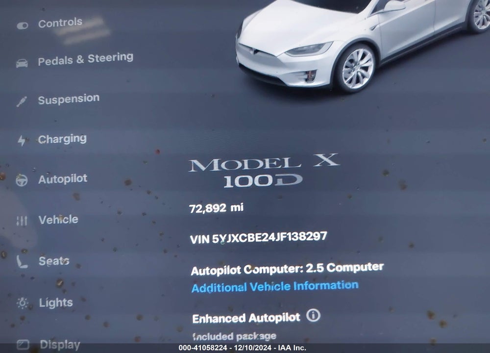 2018 TESLA MODEL X 100D/75D/P100D VIN: 5YJXCBE24JF138297