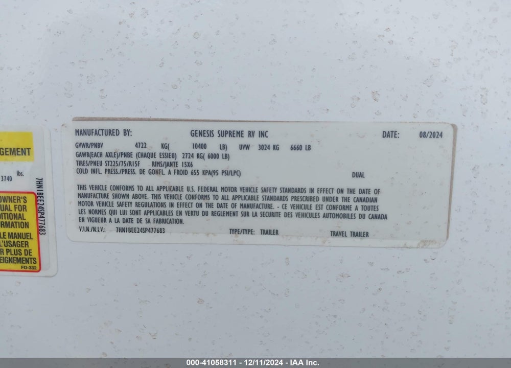 2025 GENESIS SUPREME VIN: 7HN1BEE24SP477683