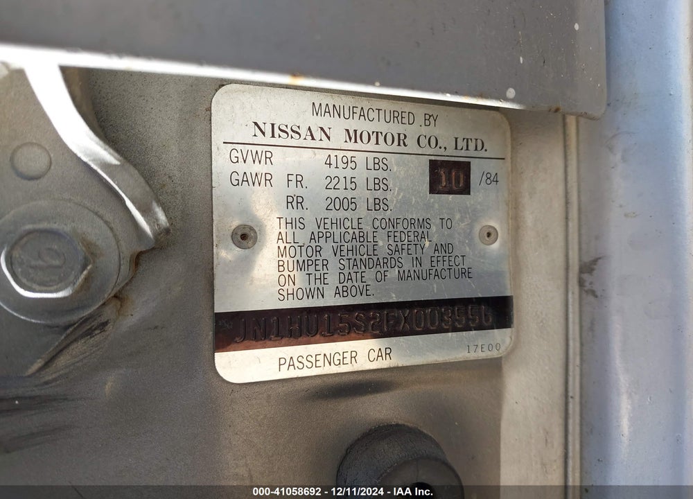 1985 NISSAN MAXIMA VIN: JN1HU15S2FX003556