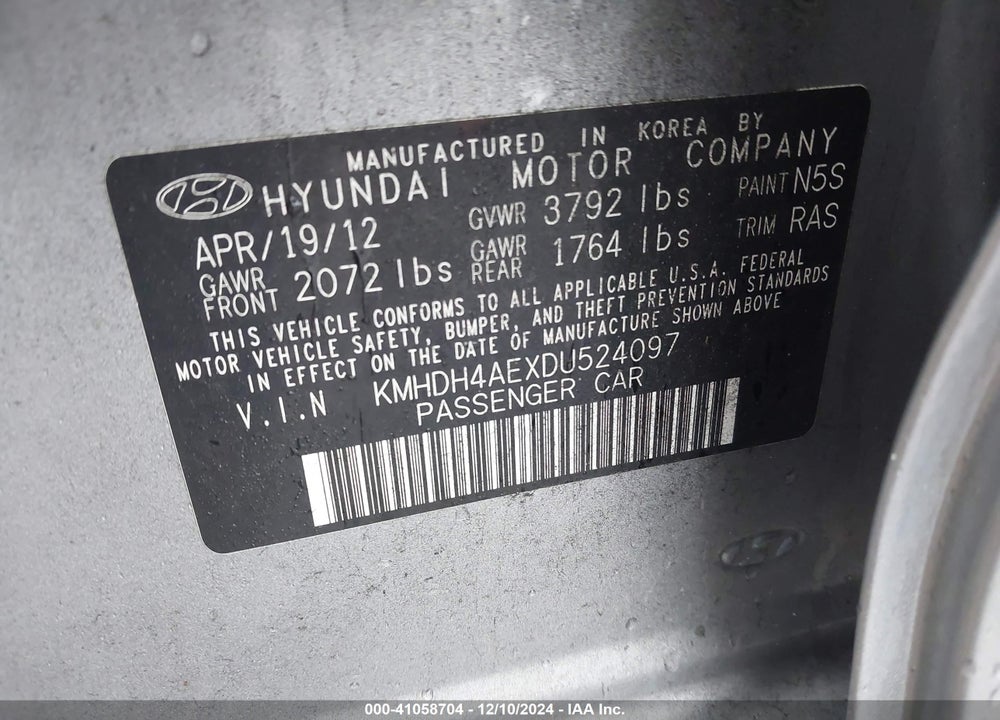 2013 HYUNDAI ELANTRA LIMITED VIN: KMHDH4AEXDU524097