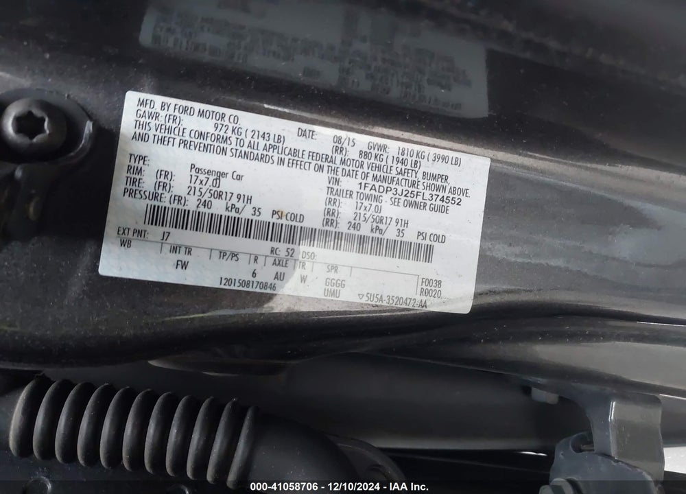 2015 FORD FOCUS TITANIUM VIN: 1FADP3J25FL374552