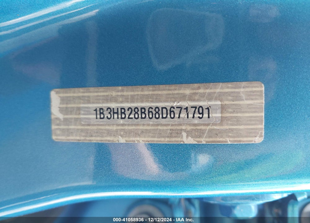 2008 DODGE CALIBER SE VIN: 1B3HB28B68D671791