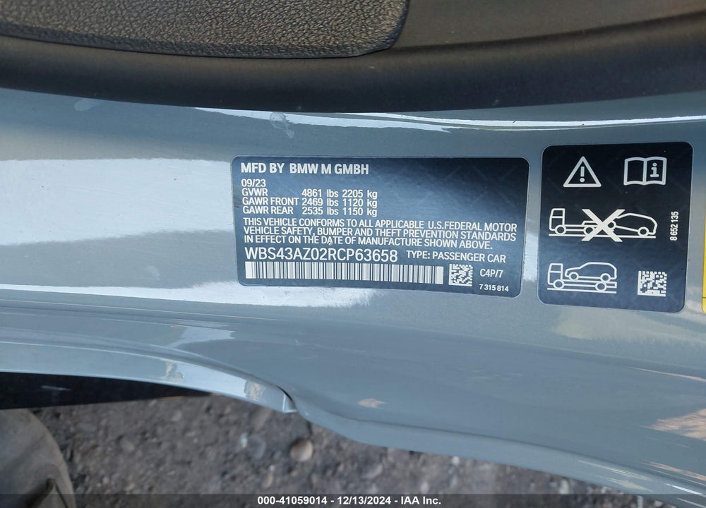 2024 BMW M4 VIN: WBS43AZ02RCP63658