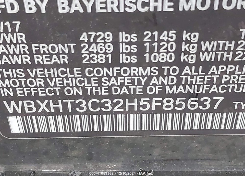2017 BMW X1 XDRIVE28I VIN: WBXHT3C32H5F85637