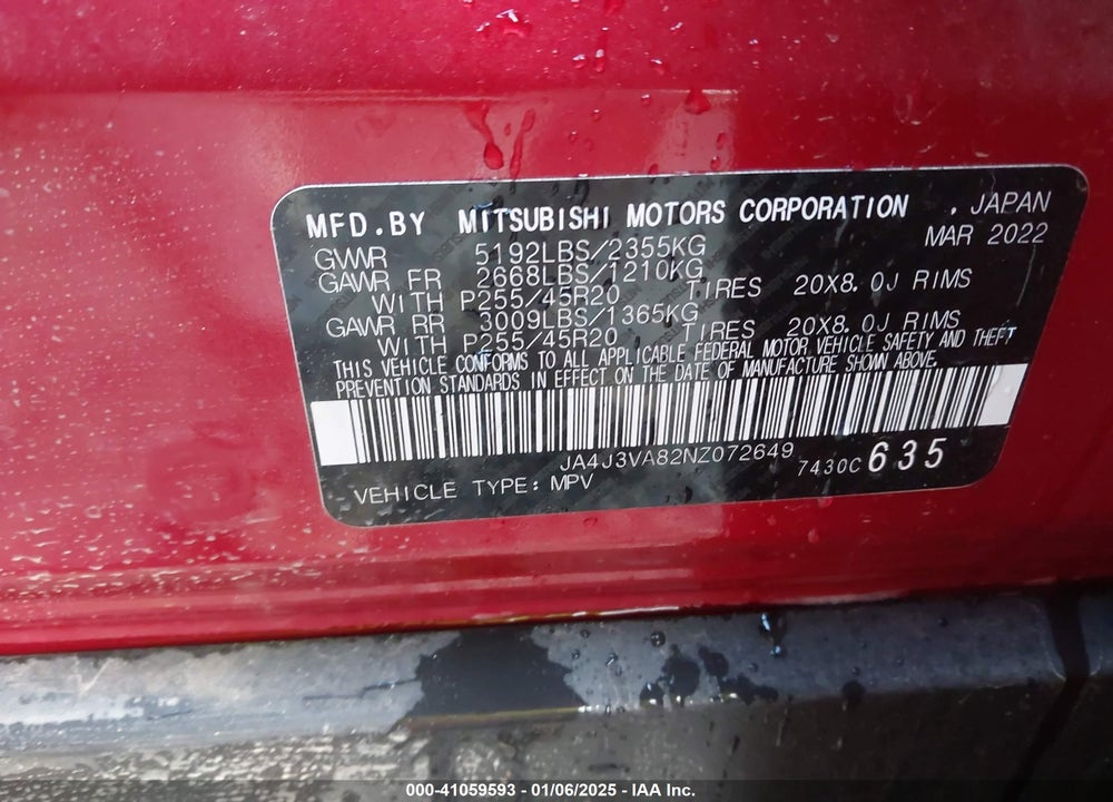 2022 MITSUBISHI OUTLANDER SEL SPECIAL EDITION 2WD VIN: JA4J3VA82NZ072649