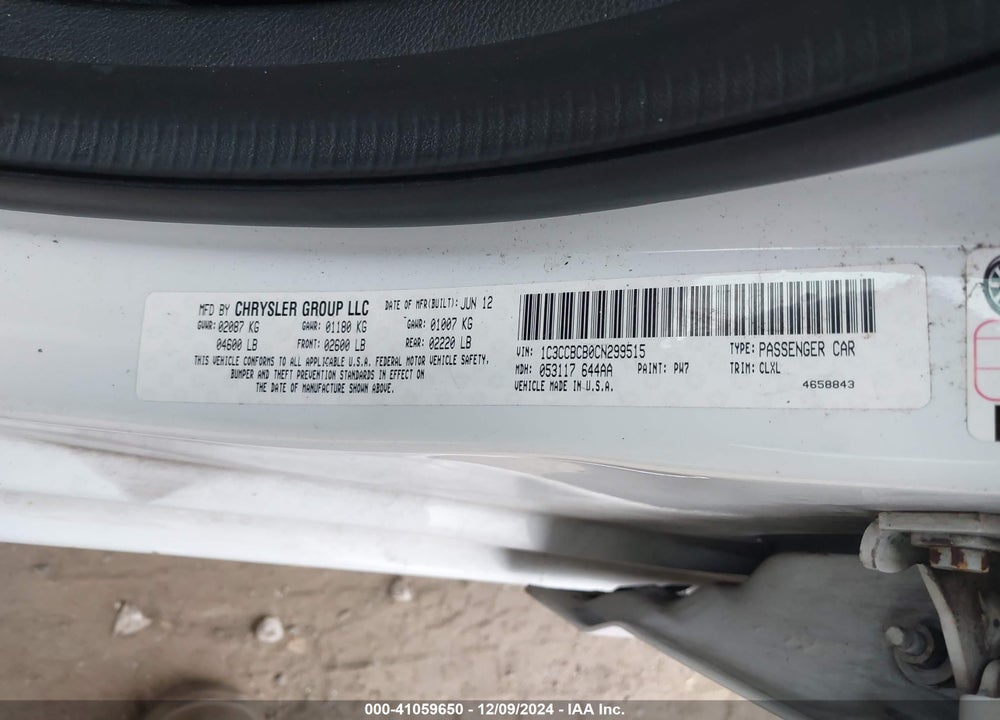 2012 CHRYSLER 200 LIMITED VIN: 1C3CCBCB0CN299515
