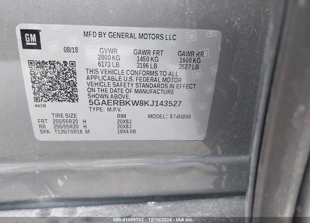 2019 BUICK ENCLAVE FWD ESSENCE VIN: 5GAERBKW8KJ143527