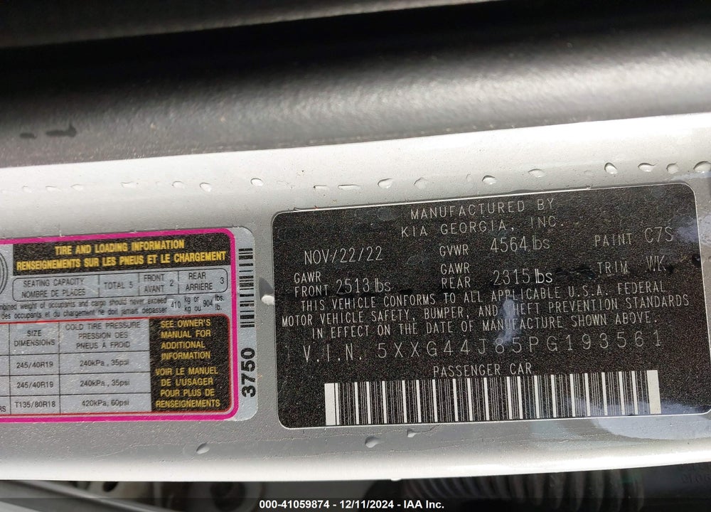 2023 KIA K5 VIN: 5XXG44J85PG193561