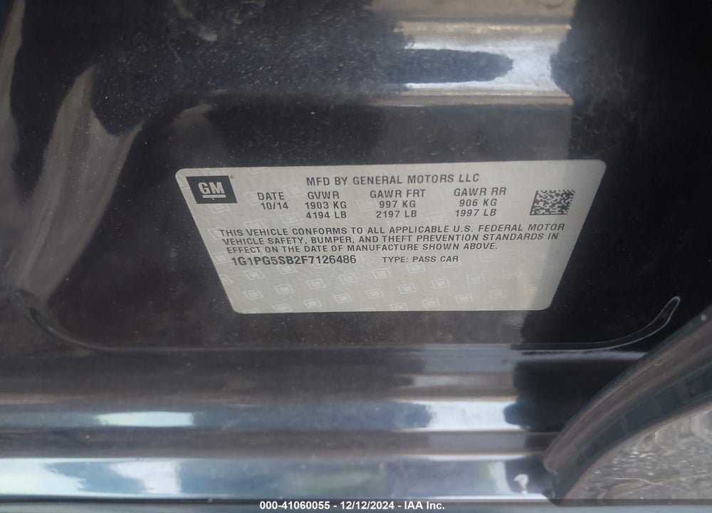2015 CHEVROLET CRUZE LTZ VIN: 1G1PG5SB2F7126486