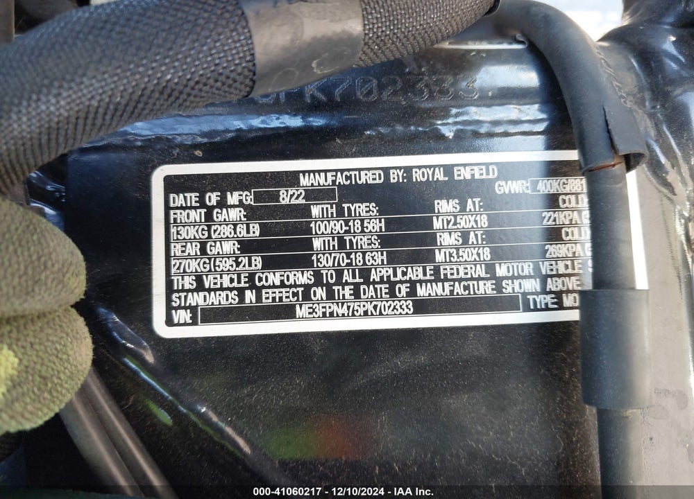 2023 ROYAL ENFIELD MOTORS INT 650 VIN: ME3FPN475PK702333