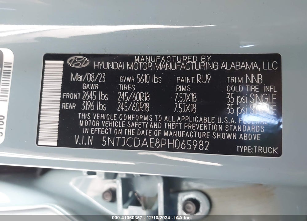 2023 HYUNDAI SANTA CRUZ SEL VIN: 5NTJCDAE8PH065982