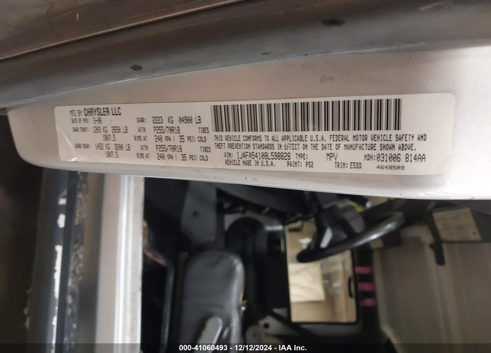 2008 JEEP WRANGLER SAHARA VIN: 1J4FA54108L598828
