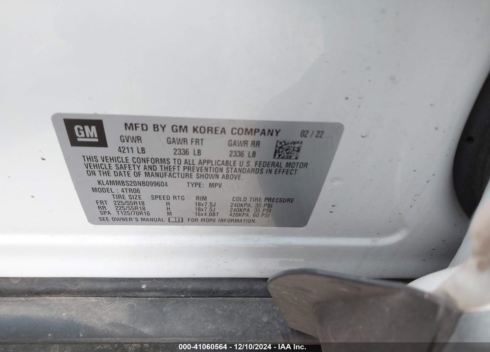 2022 BUICK ENCORE GX FWD PREFERRED VIN: KL4MMBS20NB099604