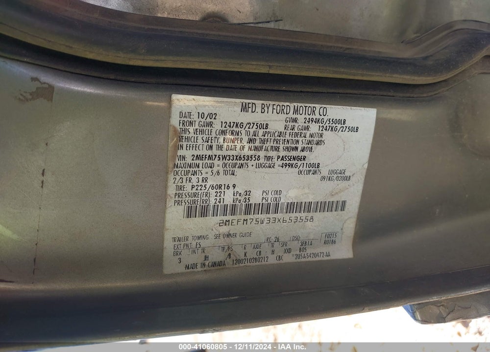 2006 MERCURY GRAND MARQUIS LS VIN: 2MEFM75V06X632789