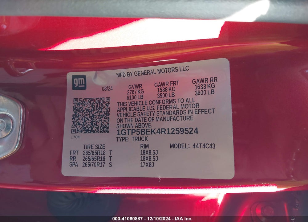 2024 GMC CANYON 2WD ELEVATION VIN: 1GTP5BEK4R1259524