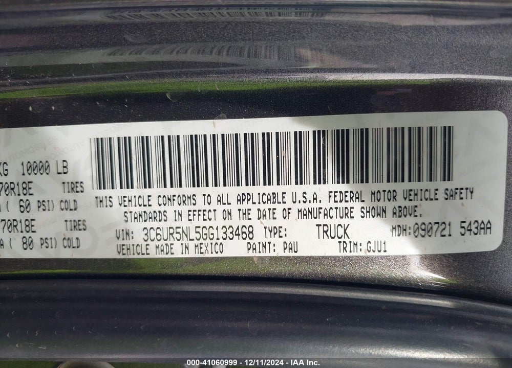 2016 RAM 2500 LAIE VIN: 3C6UR5NL5GG133468