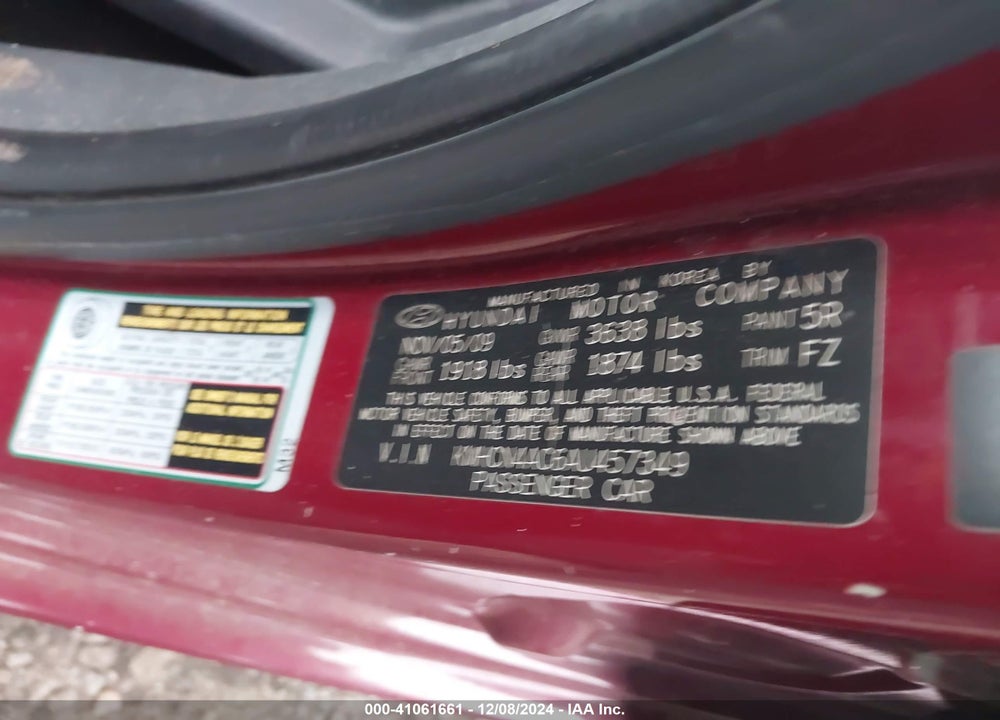 2010 HYUNDAI ACCENT GLS VIN: KMHCN4AC6AU457349