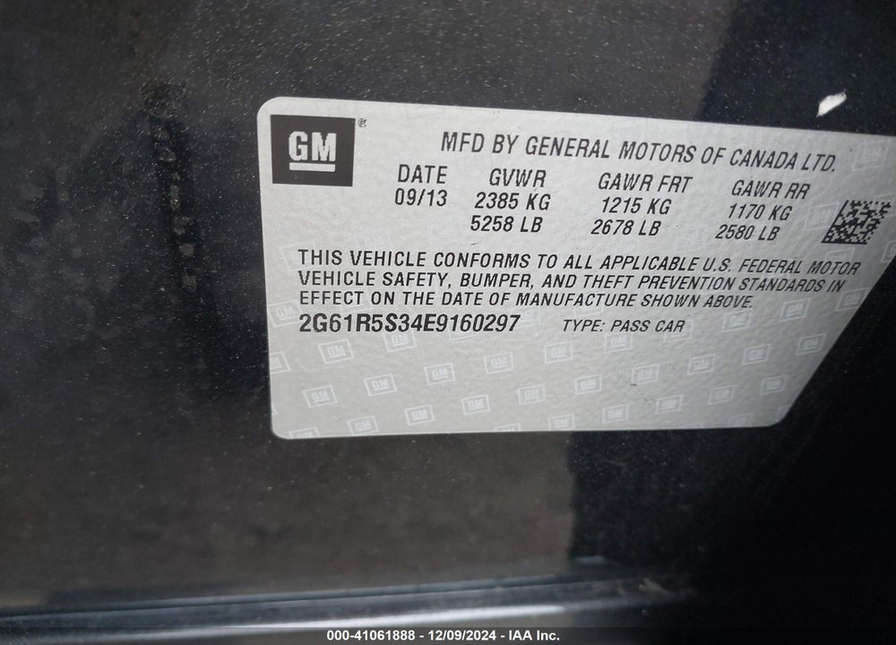 2014 CADILLAC XTS PREMIUM VIN: 2G61R5S34E9160297