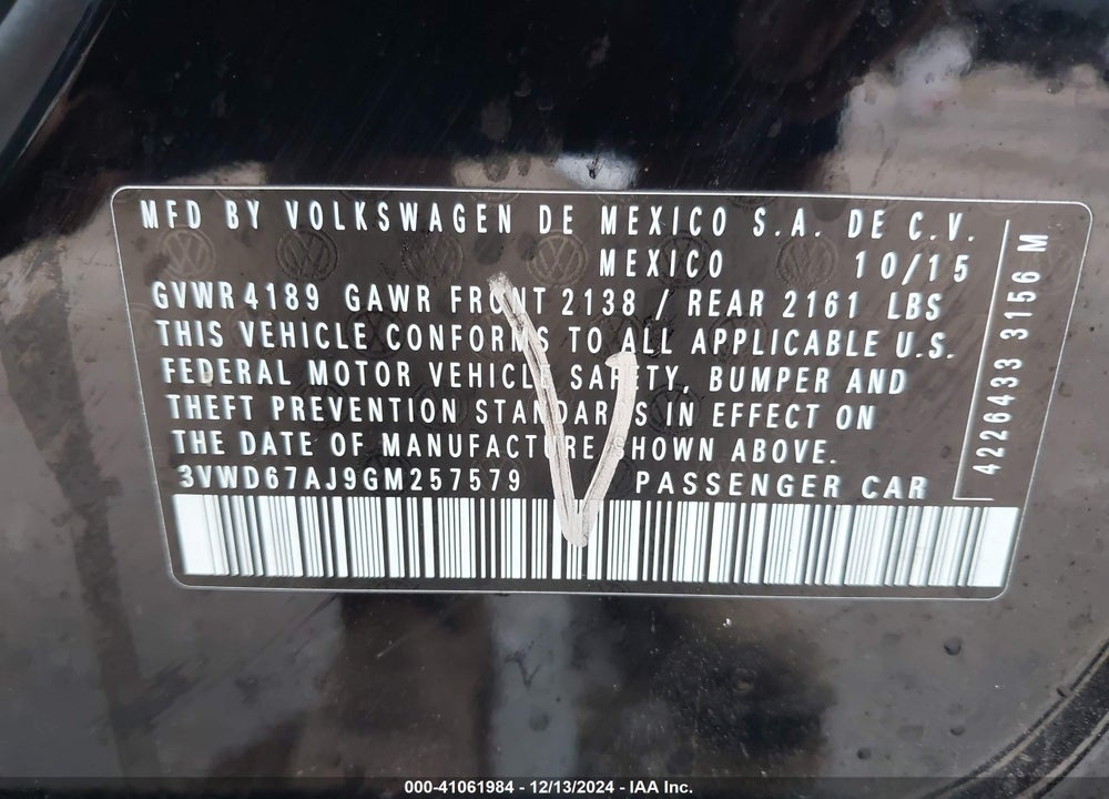 2016 VOLKSWAGEN JETTA 1.4T SE VIN: 3VWD67AJ9GM257579