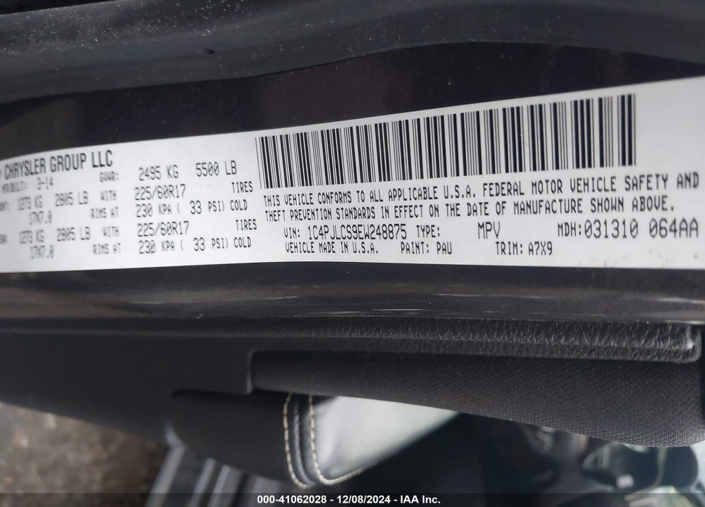 2014 JEEP CHEROKEE LATITUDE VIN: 1C4PJLCS9EW248875
